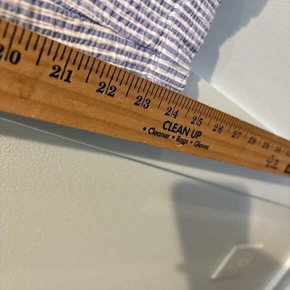 Talbots Pants Womens 12 Blue White Perfect Crop Seersucker Striped Ankle Capri - Picture 10 of 15